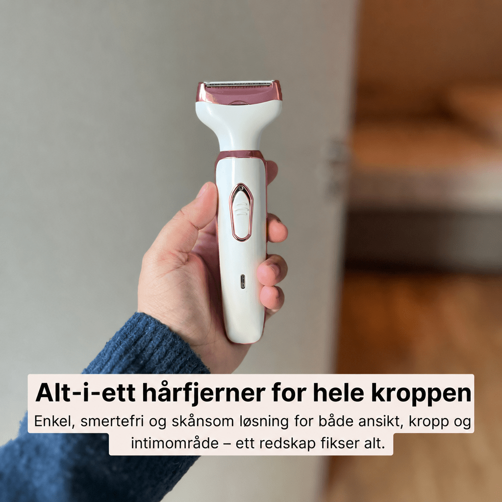 GlowTrim – 4 - i - 1 hårfjerner med LED og utskiftbare hoder - AVABeauty.no